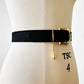 1990s Black Fabric Gold-Toned Buckle Tassel Metal Buckle Belt - 30.5 - 34.5 inch waistx