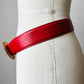 1980s Cherry Red Textured Leather Belt - 30-34 inch waist