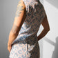 1960s Zip Front Floral Patterned Fitted Top - Sz. XS