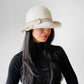 Cream Stitched Trimmed Wool Felt Fedora - Sz. S/M