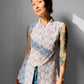 1960s Zip Front Floral Patterned Fitted Top - Sz. XS