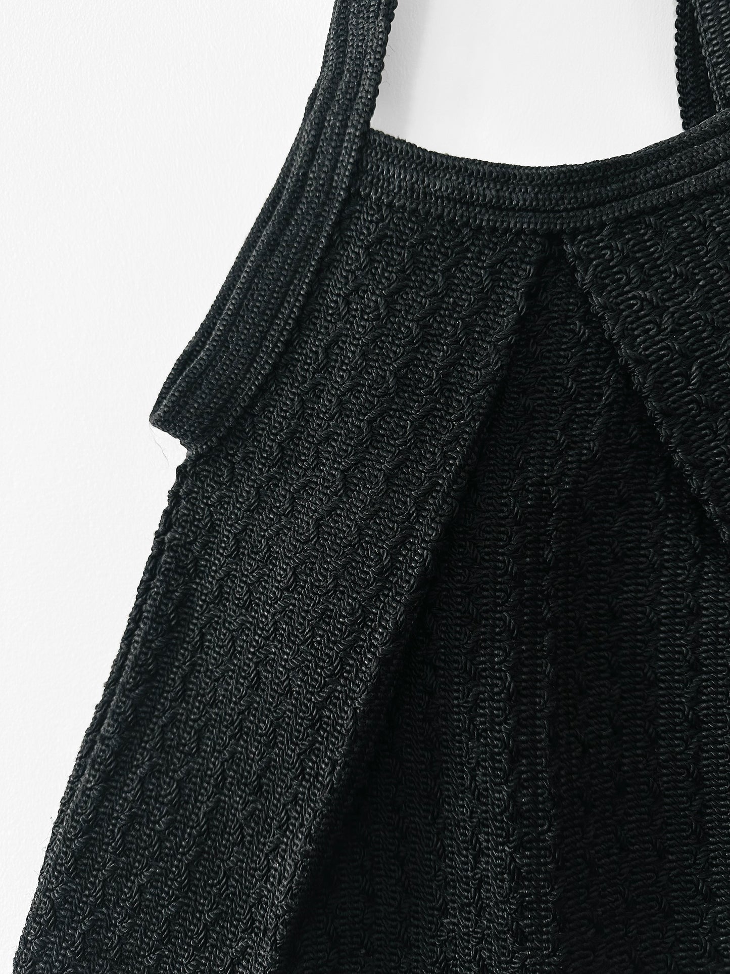 Vintage 1970s Black Woven Bag