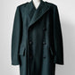 Hunter Green Double-Breasted Heavy Wool Military Trench Overcoat - Sz. M/L