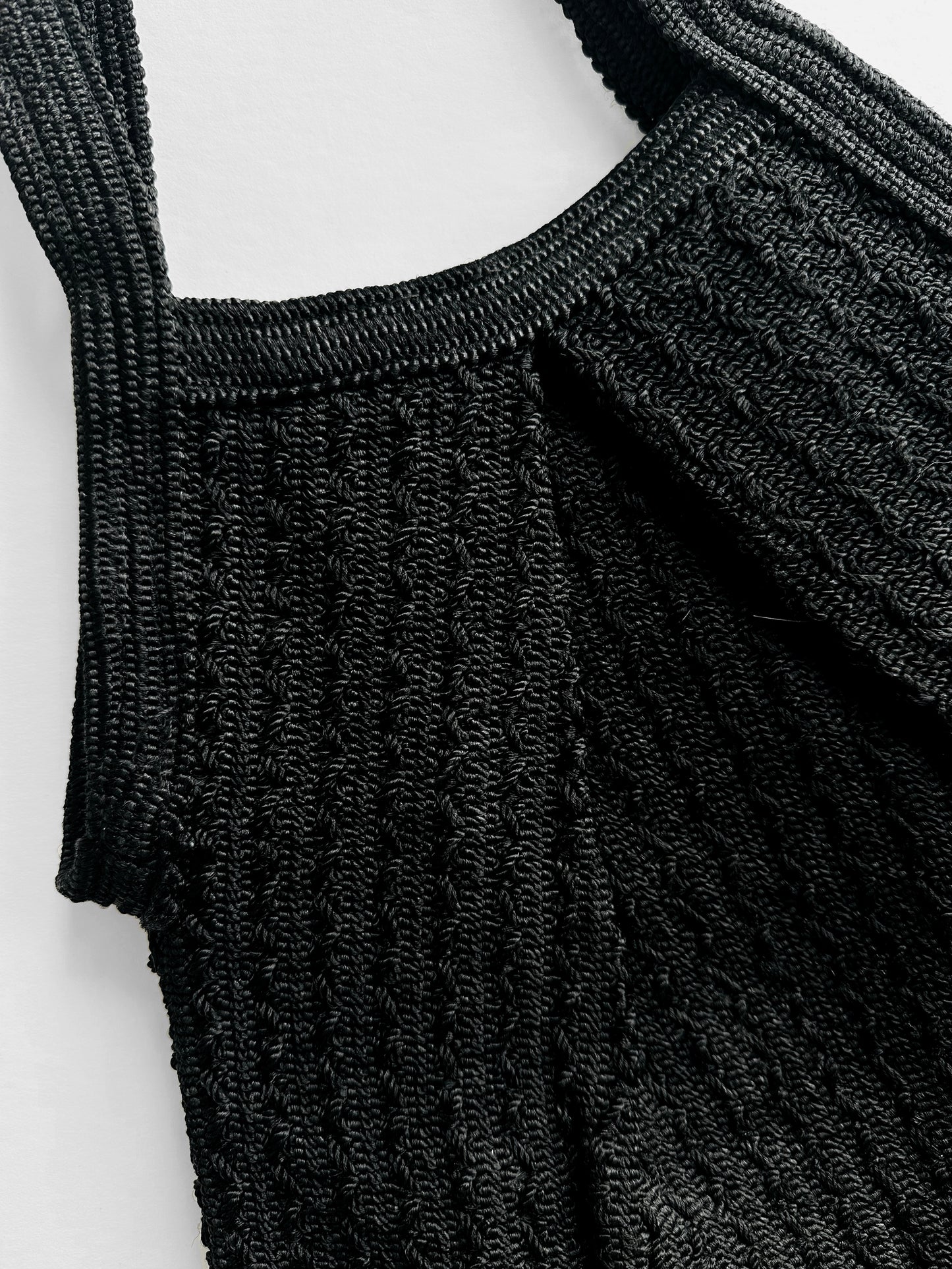Vintage 1970s Black Woven Bag