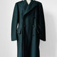 Hunter Green Double-Breasted Heavy Wool Military Trench Overcoat - Sz. M/L