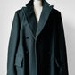 Hunter Green Double-Breasted Heavy Wool Military Trench Overcoat - Sz. M/L