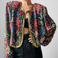 1980s Multi-Toned Beaded Sequins Open-Front Crop Silk Jacket - Sz. M/L