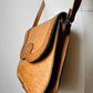 1970s Tan Well-Worn Distressed Leather Snap-Button Crossbody Satchel Purse