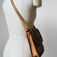 1970s Tan Well-Worn Distressed Leather Snap-Button Crossbody Satchel Purse