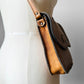 1970s Tan Well-Worn Distressed Leather Snap-Button Crossbody Satchel Purse