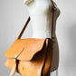 Well-Worn Tan Heavy Leather Buckle Closure Crossbody Travel Messenger Satchel Bag