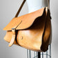 Well-Worn Tan Heavy Leather Buckle Closure Crossbody Travel Messenger Satchel Bag