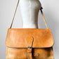 Well-Worn Tan Heavy Leather Buckle Closure Crossbody Travel Messenger Satchel Bag