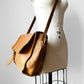 Well-Worn Tan Heavy Leather Buckle Closure Crossbody Travel Messenger Satchel Bag