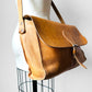 Well-Worn Tan Heavy Leather Buckle Closure Crossbody Travel Messenger Satchel Bag