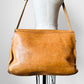 Well-Worn Tan Heavy Leather Buckle Closure Crossbody Travel Messenger Satchel Bag