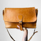 Well-Worn Tan Heavy Leather Buckle Closure Crossbody Travel Messenger Satchel Bag