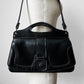 1960s Black Top-Handle Crossbody Faux-Leather Handbag Purse