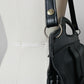 1960s Black Top-Handle Crossbody Faux-Leather Handbag Purse