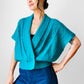 1980s Tealy Turquoise Kimono Style Delicate Knit Sleeveless Top - Sz. S/M