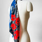 1960s Red Blue and Black Floral VERA Scarf