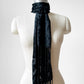 1990s Floral Velour Semi-Sheer Long Fringe Scarf