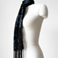 1990s Floral Velour Semi-Sheer Long Fringe Scarf