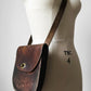 Well-Worn Brown Structured Distressed Leather Turn Lock Crossbody Satchel Bag Purse