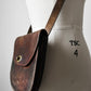 Well-Worn Brown Structured Distressed Leather Turn Lock Crossbody Satchel Bag Purse