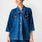 1990s 70s Style Blue Jean Button Front Jacket - Sz. S