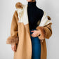 1980s Tan Pure Virgin Wool LUNDSTROM Canada Hooded Faux Fur Blanket Wrap Coat - Sz. O/S