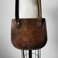 Well-Worn Brown Structured Distressed Leather Turn Lock Crossbody Satchel Bag Purse