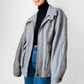 1980s Grey Wool Quilted LONDON FOG Bomber Jacket - Sz. L