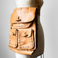 Large 1970s Tan Buttery Soft Leather Stitched Trim Shoulder Bag