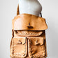 Large 1970s Tan Buttery Soft Leather Stitched Trim Shoulder Bag