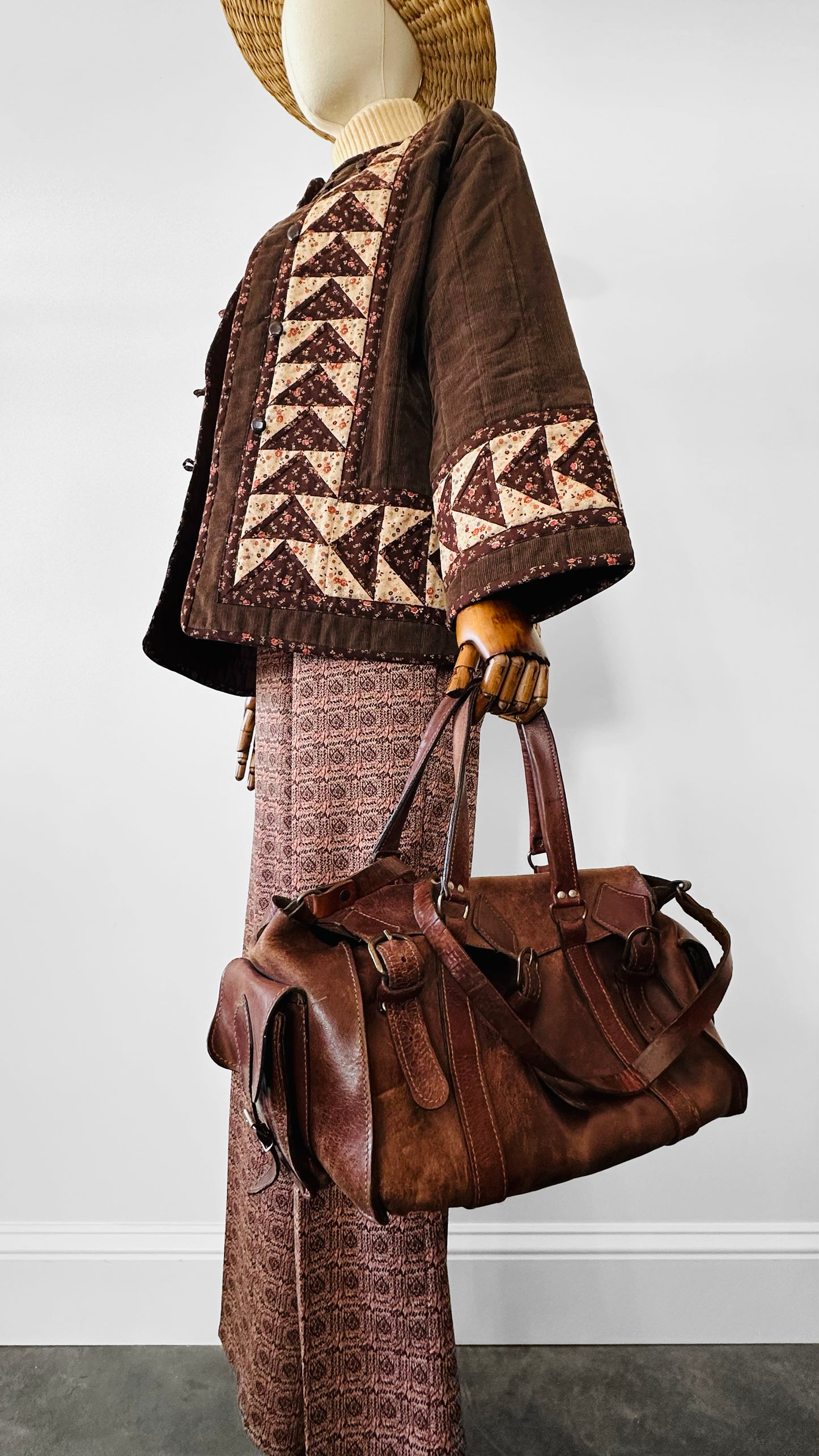 Late 20th Century Brown Well-Worn Buttery Soft Leather Top Handle Shoulder Bag