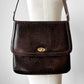 1960s Brown Made in Montreal Textured Faux Leather Turn Locking Adjustable Strap Purse