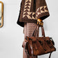 Late 20th Century Brown Well-Worn Buttery Soft Leather Top Handle Shoulder Bag