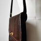 1960s Brown Made in Montreal Textured Faux Leather Turn Locking Adjustable Strap Purse