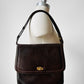 1960s Brown Made in Montreal Textured Faux Leather Turn Locking Adjustable Strap Purse