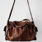 Late 20th Century Brown Well-Worn Buttery Soft Leather Top Handle Shoulder Bag