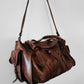 Late 20th Century Brown Well-Worn Buttery Soft Leather Top Handle Shoulder Bag