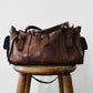Late 20th Century Brown Well-Worn Buttery Soft Leather Top Handle Shoulder Bag