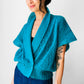 1980s Tealy Turquoise Kimono Style Delicate Knit Sleeveless Top - Sz. S/M