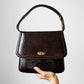 1960s Brown Made in Montreal Textured Faux Leather Turn Locking Adjustable Strap Purse