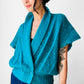 1980s Tealy Turquoise Kimono Style Delicate Knit Sleeveless Top - Sz. S/M