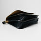 Black Structured High-Quality Leather Turn Locking Adjustable Handle Handbag Purse