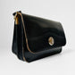 Black Structured High-Quality Leather Turn Locking Adjustable Handle Handbag Purse