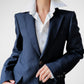 1970s Navy Blue Pinstripe Gender Fluid Pant Suit - Sz. XS/S