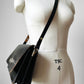 Black Structured High-Quality Leather Turn Locking Adjustable Handle Handbag Purse